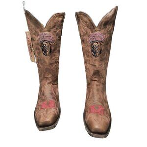 Men’s Montana Grizzly‎ Gameday Cowboy Boots, NWT Size 12D Embroidered